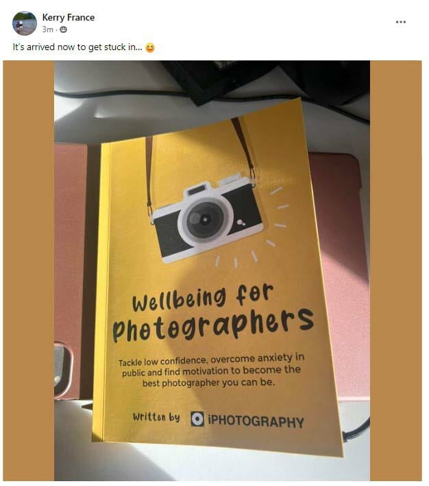 Wellbeing for Photographers book held by Kerry France, an iPhotography member.