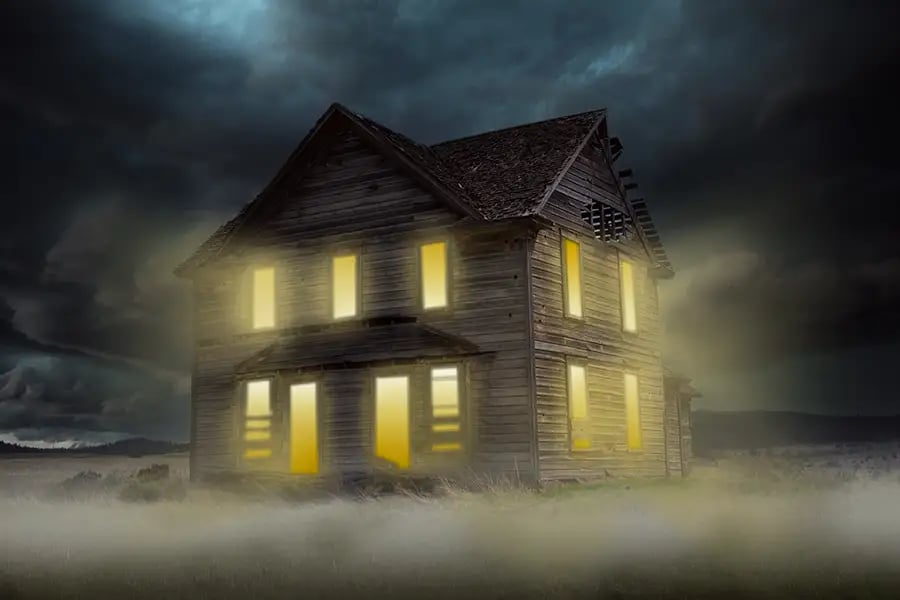 A Photoshop composite scene with creative lighting effects.