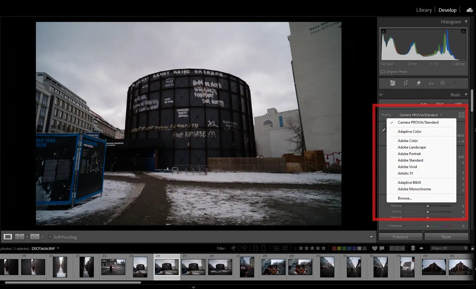 Lightroom Classic Profile List