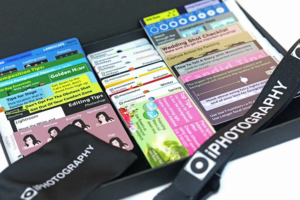 iPhotography Flip Cards — 30 weatherproof photography cheat cards in a box.