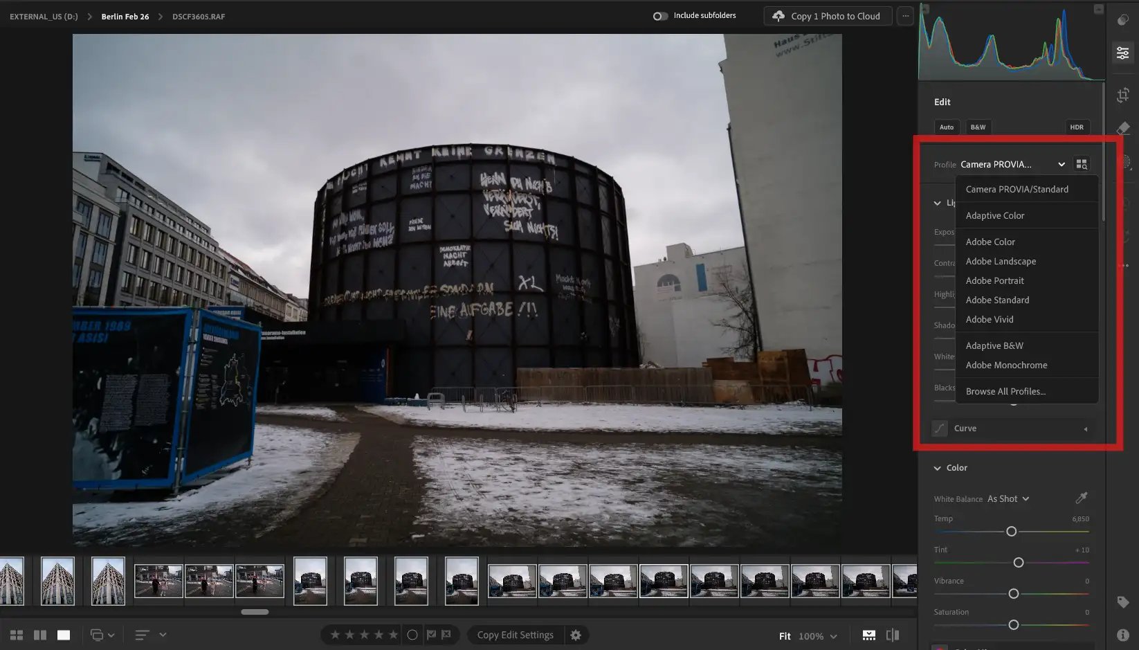 Lightroom CC Profiles List