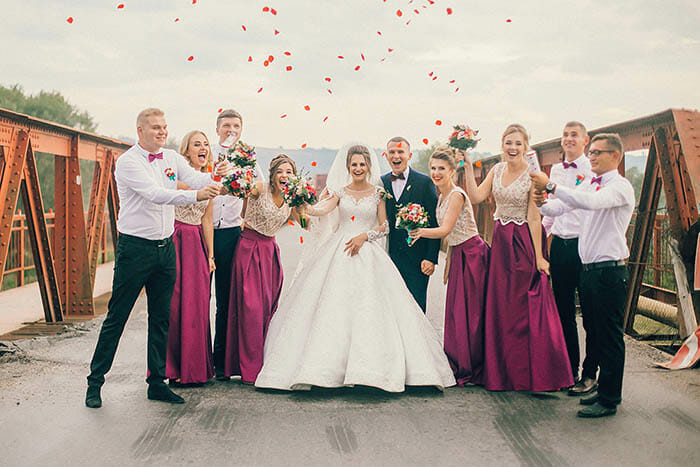 Wedding group-shot photograph &mdash; example from the iPhotography Wedding Photography Masterclass.