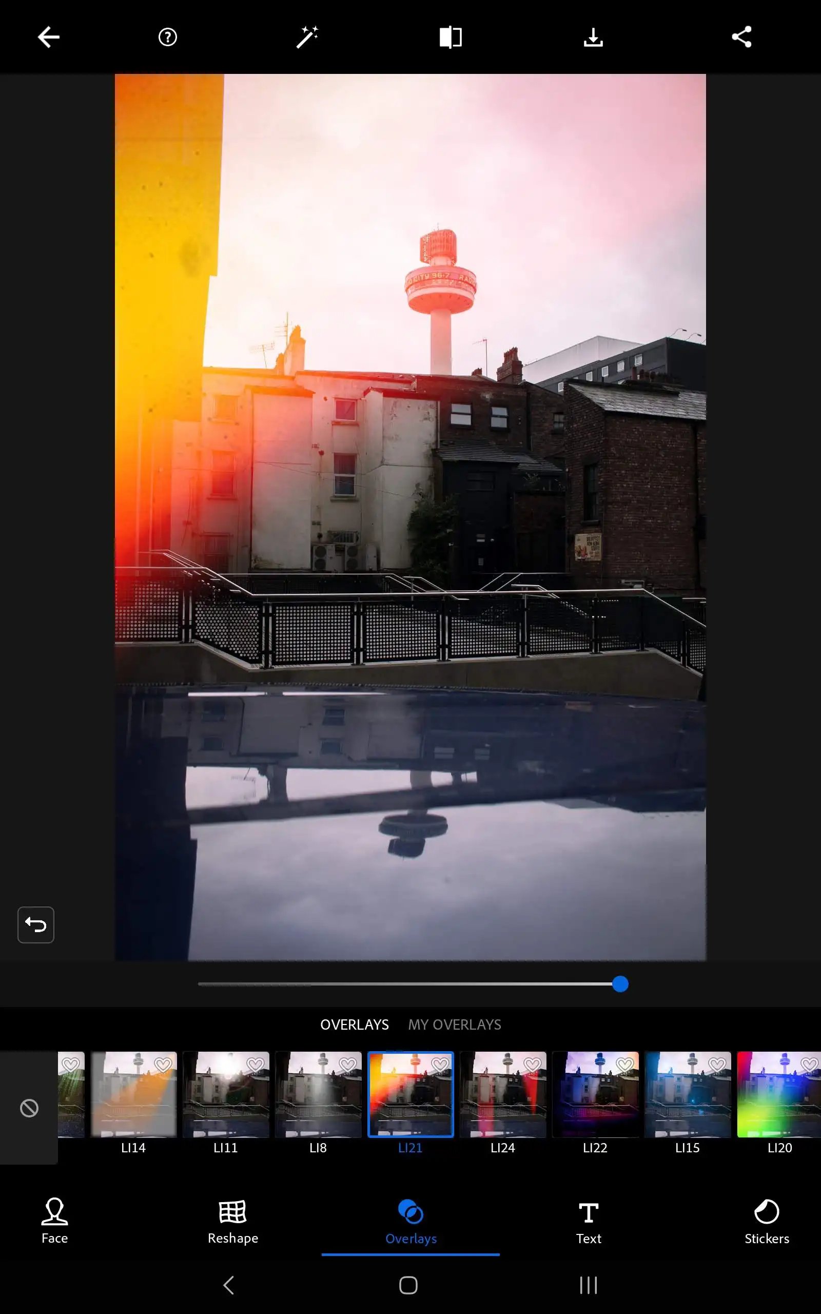 Adobe Photoshop Express app filters and overlays