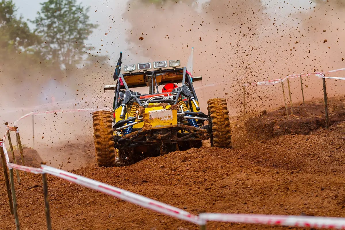 racing car in mud