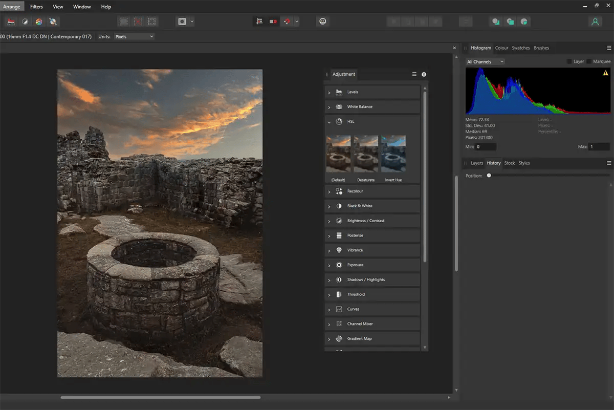 Affinity Photo 2.0 Adjustments Panel