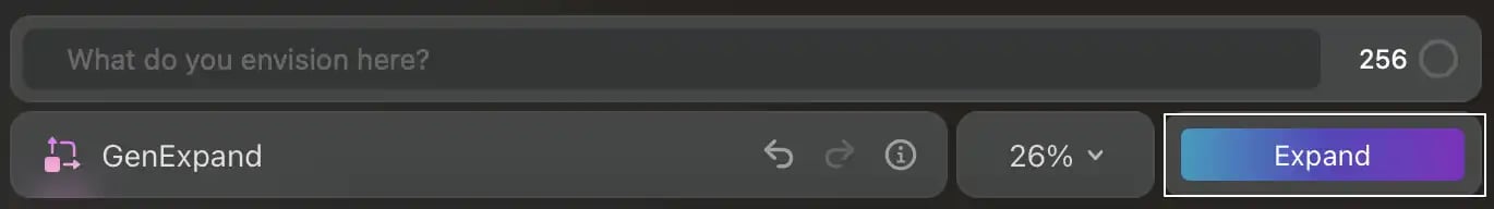 screenshot of Luminar Neo GenExpand prompt bar