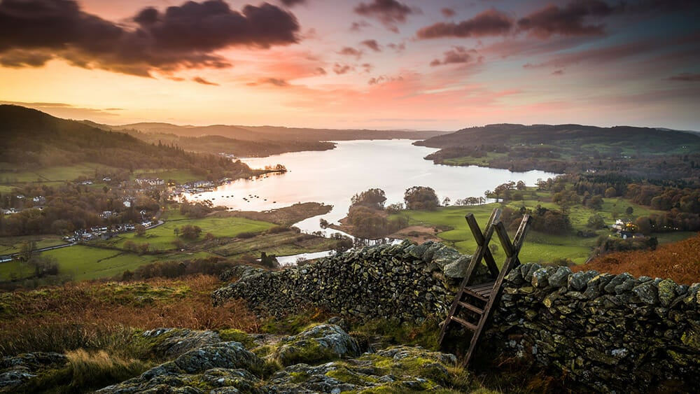 Windermere from Loughrigg Fell, Lake District &mdash; landscape photograph by Chris Sale, iPhotography Landscape Photography Course Instructor.