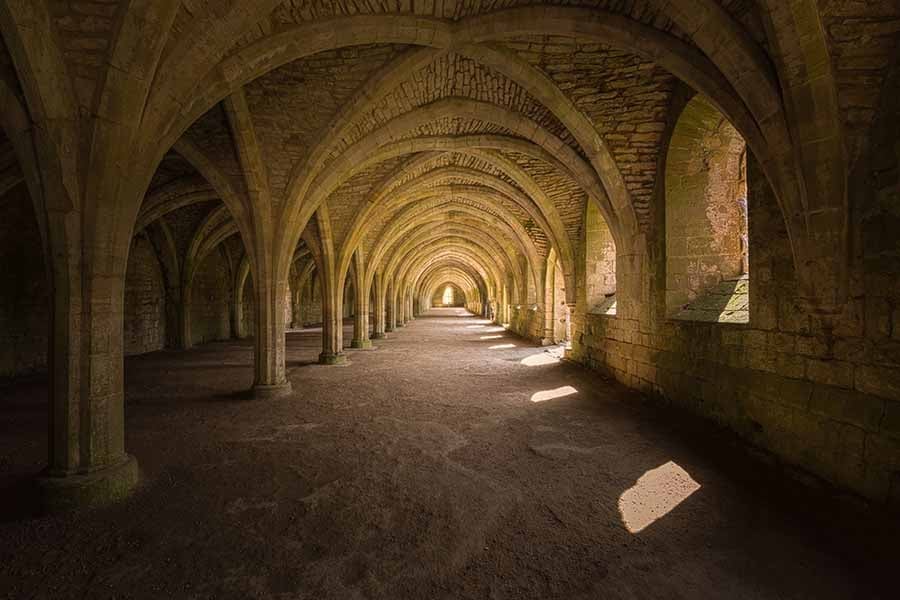 The cloisters at Fountains Abbey, North Yorkshire
