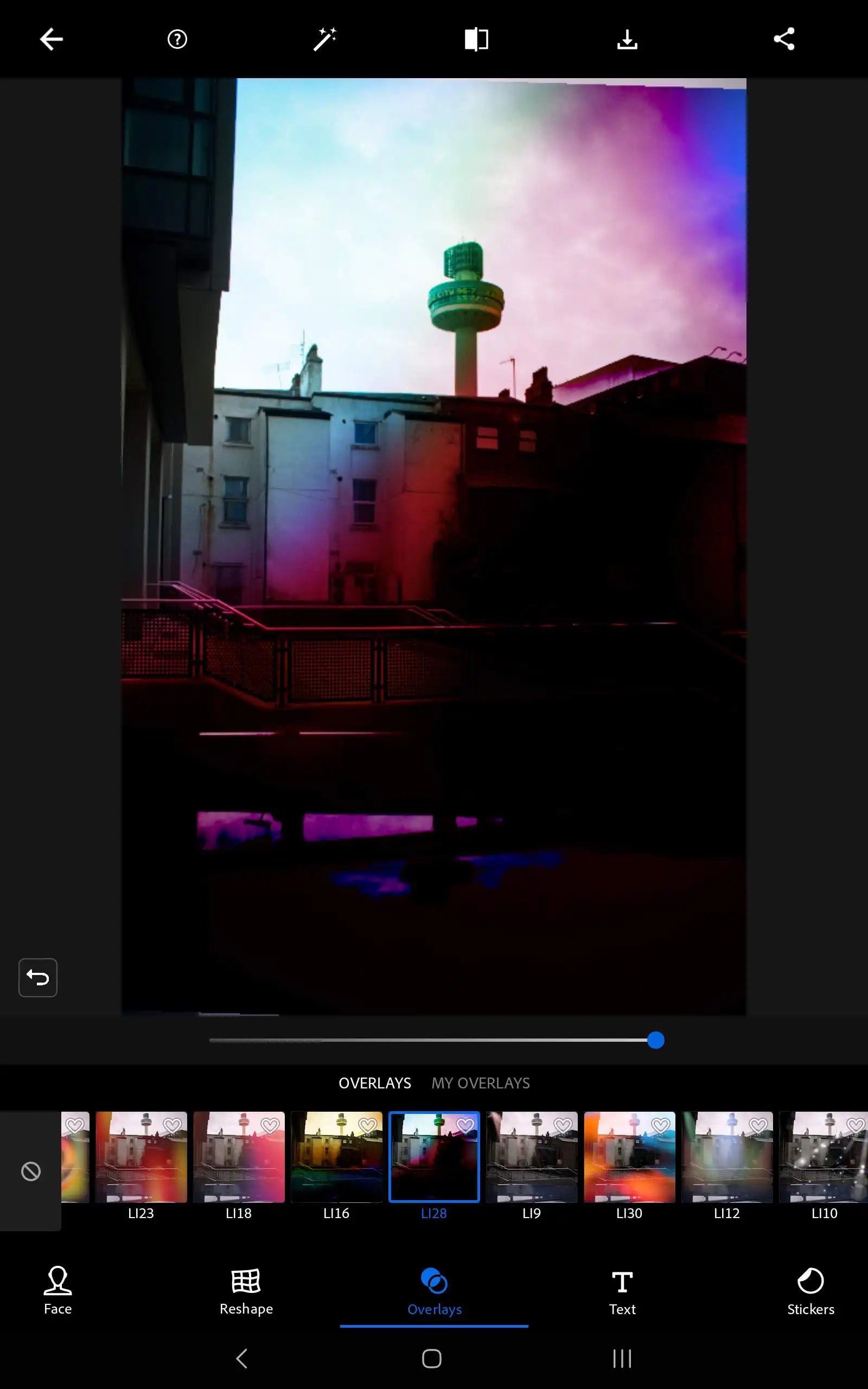 Adobe Photoshop Express screenshot on Samsung tablet