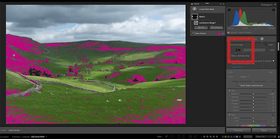 Luminance Range Mask Shadows