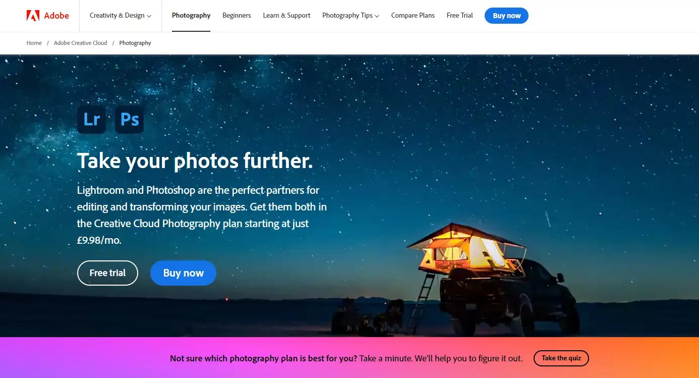 Adobe Creative Cloud website screenshot