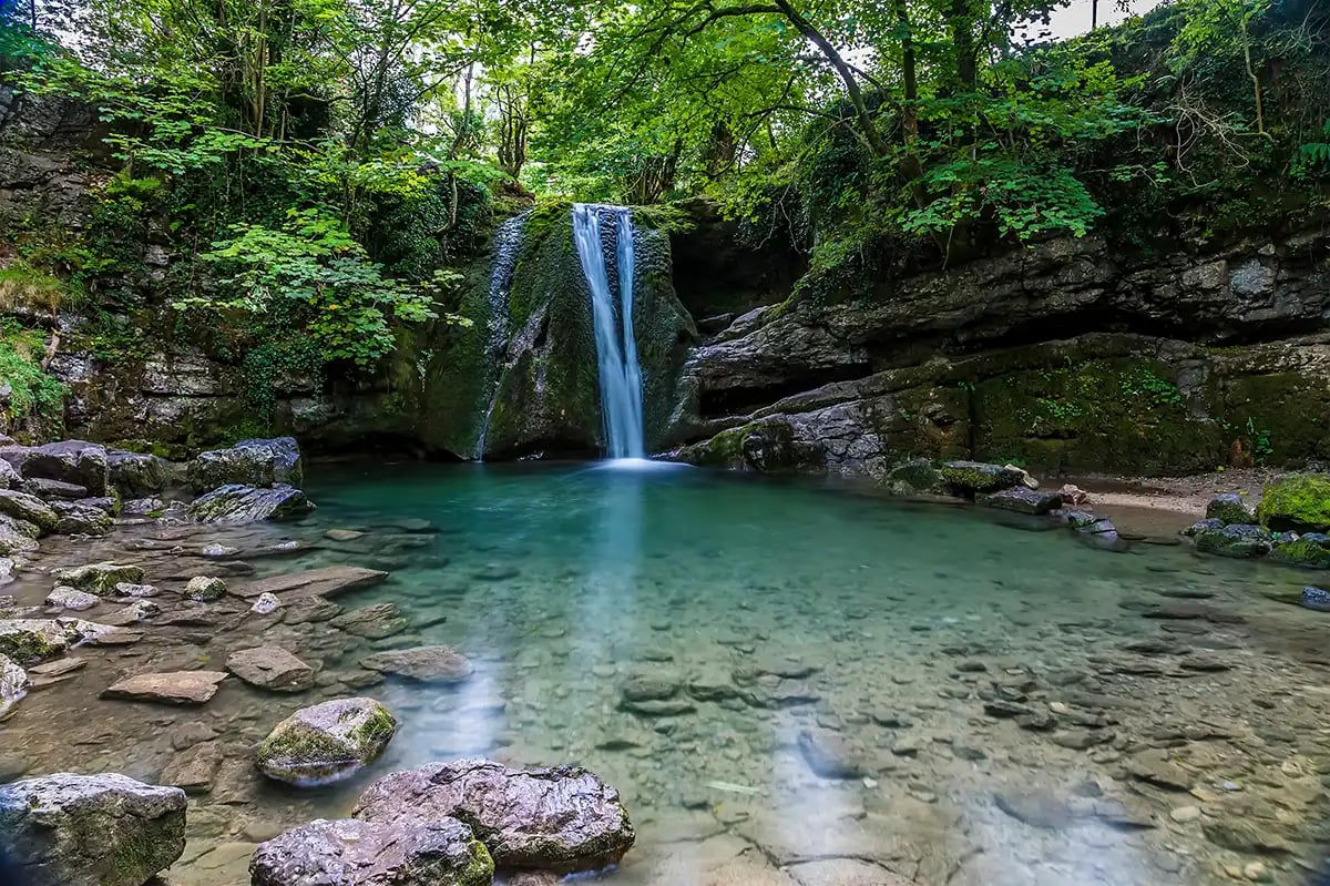 Janets Foss waterfall at Malham in Yorkshire