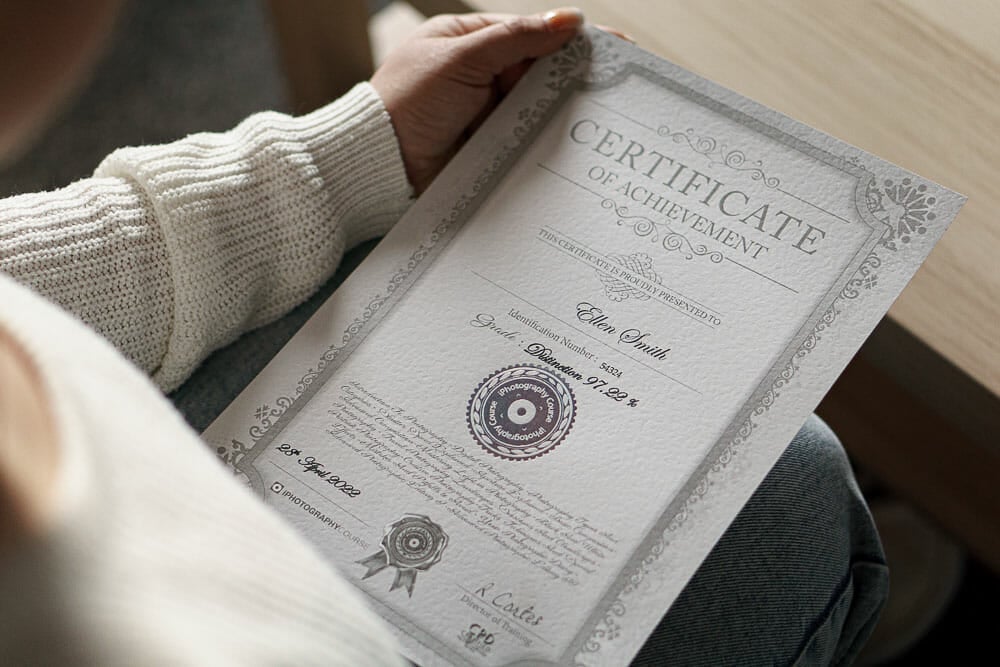 iPhotography Premium Certificate of Graduation Photography Course Online - iPhotography.com