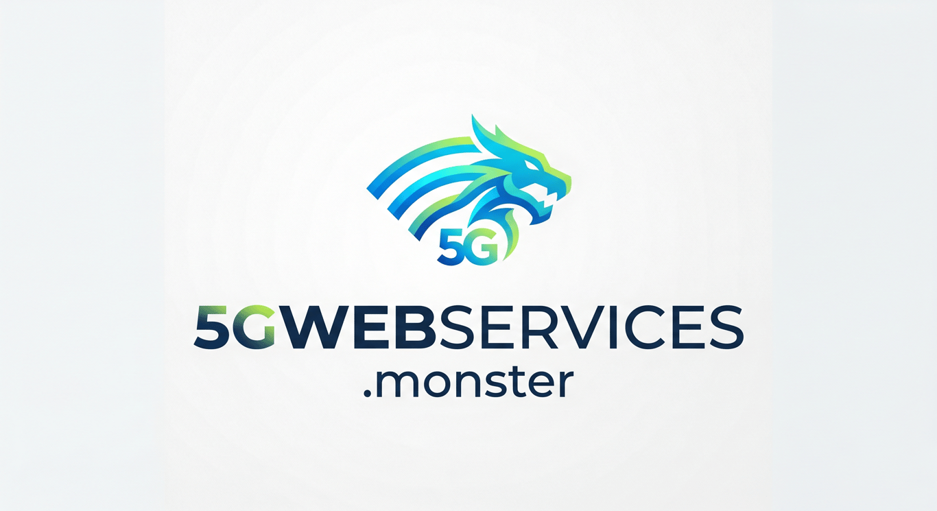 5GWebServices.monster — premium domain visual showcase on global edge infrastructure