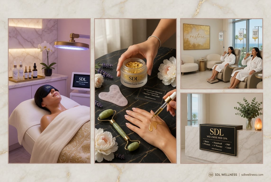 Premium skincare products arranged on marble