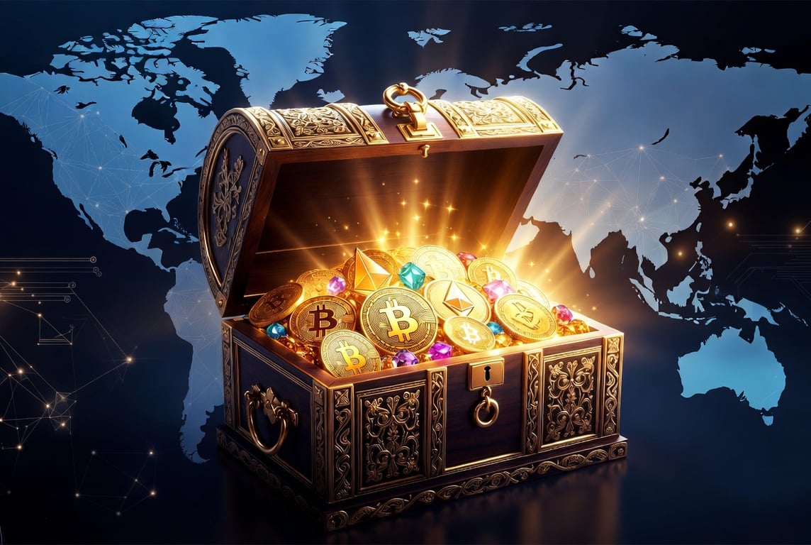 Brilliant glowing emerald crypto jewel with Bitcoin and Ethereum symbols — representing the rare beauty and value of Joyacrypto.com