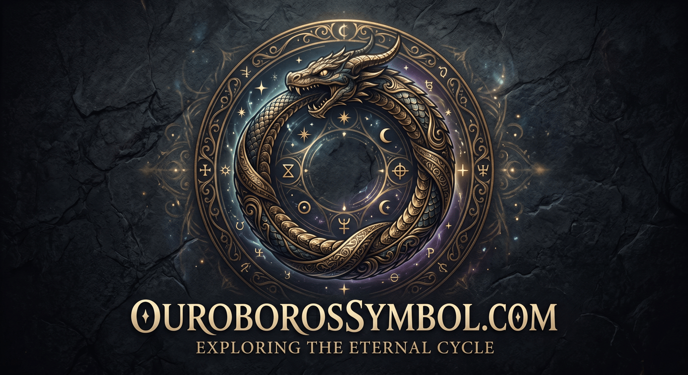 The ouroboros — an ancient serpent devouring its own tail, symbolizing eternity and cyclical renewal