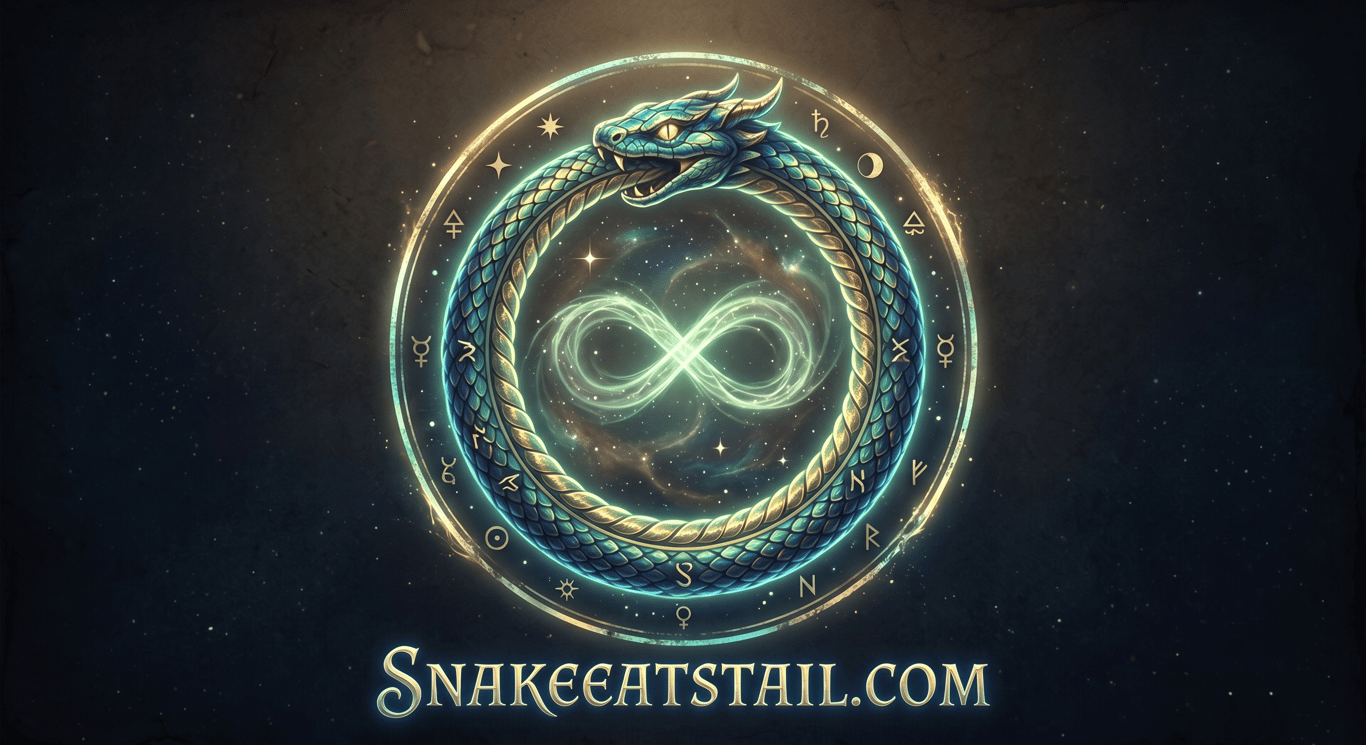 Ouroboros — a serpent eating its own tail, symbolizing eternity and cyclical renewal