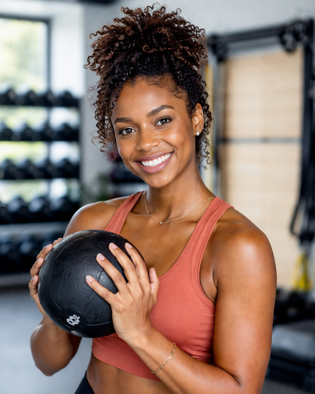 Business branding photo of a fitness professional in a modern Meridian studio, photographed by Idaho Photography Studios.