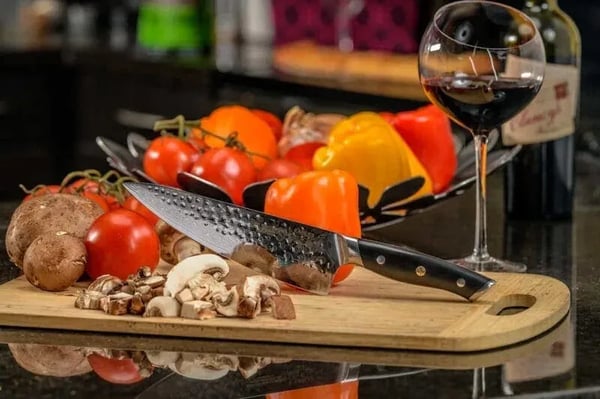 Fresh Vegetables and Mushrooms on Cutlery Board