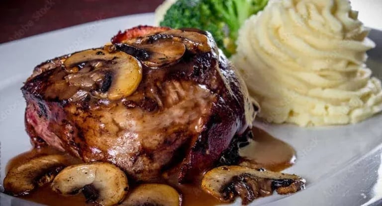 Food Photography: Fresh Mushroom Steak and Whipped Potatoes