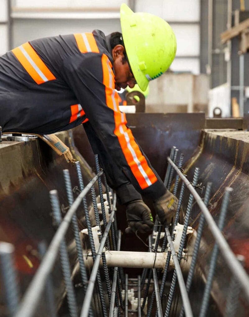 Commercial Photography: Construction Worker Working with Rebar