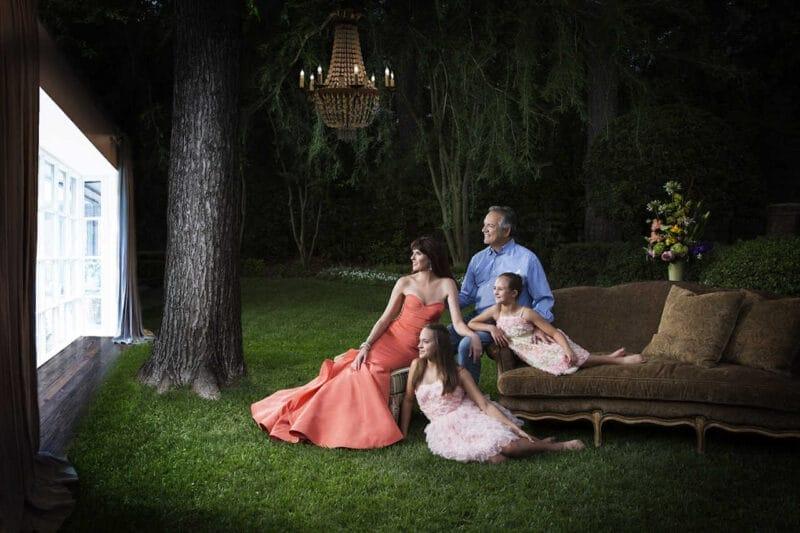 Family Masters Portraits: Family in Yard at Night