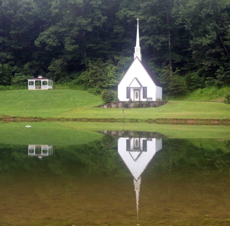 Architecture Photography: Church on Lake - Cropped