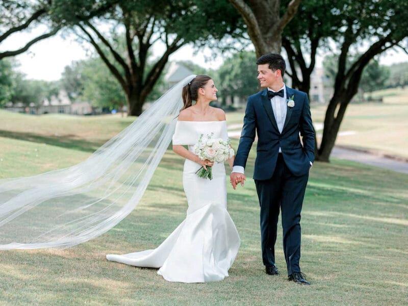 Weddings: Bride and Groom Taking A Walk in the Park