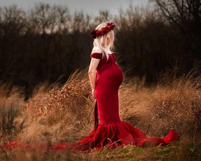 Individual Portrait: Pregnant Lady in Red Dress
