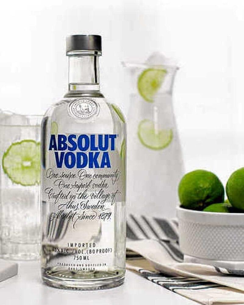 Idaho Advertising Photography: Vodka Bottle with Fresh Lime Water
