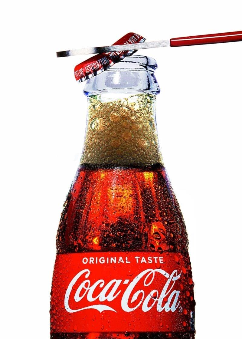 Beverage Photography: Removing Cap from Coke Bottle
