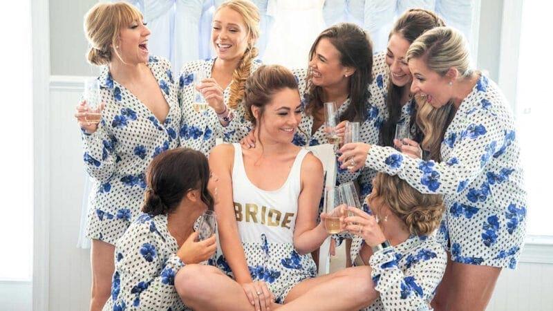 Weddings: Bride with Bridesmaids Pajama Party
