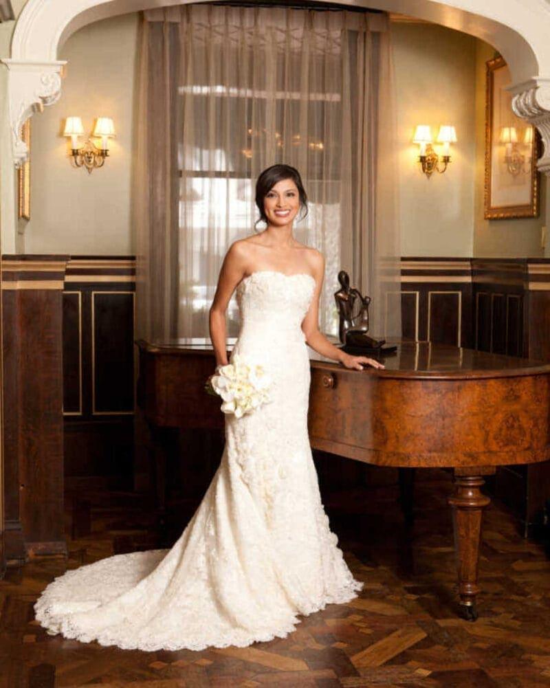 Bridal Portrait: Bride by Piano