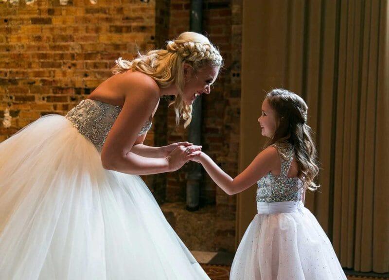 Bride with Flower Girl