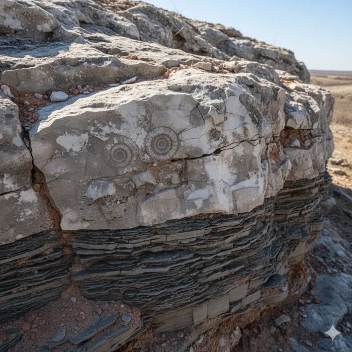 Limestone cuttings from a Trinity Aquifer water well drilled in Cooke County, Texas