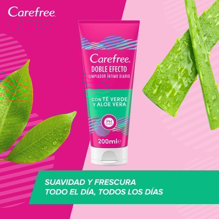 Duo Effect Nettoyant Intime Quotidien Thé Vert et Aloe Vera 200 ml de Carefree