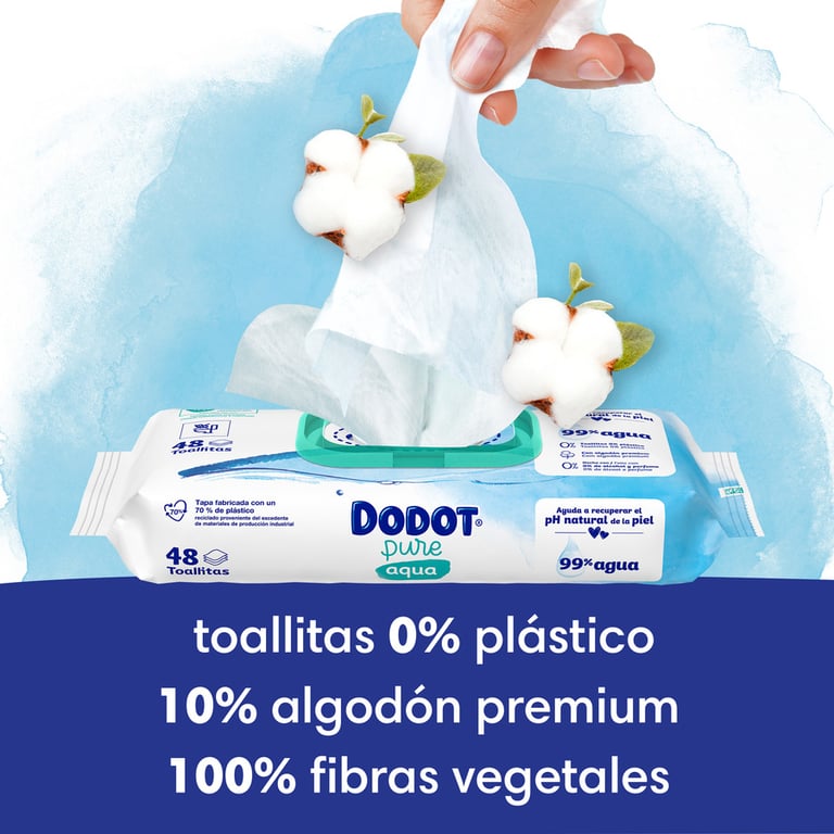Dodot Toallitas Aqua Pure Plastic Free 48 Uds de Dodot