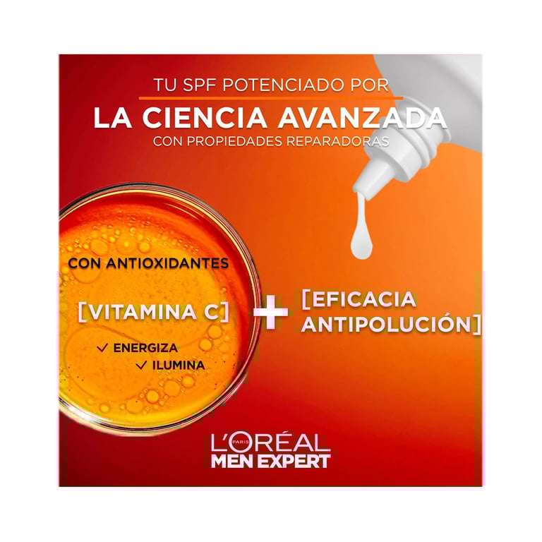 Men Expert Hydra Energetic Con Vitamina C SPF50 50 ml de L'Oreal Paris