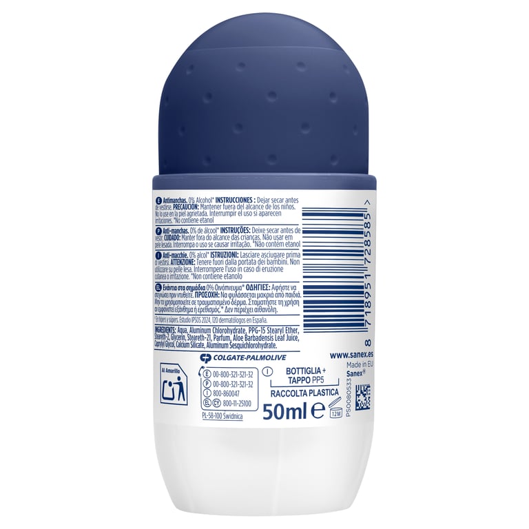 Männer Unsichtbarer Anti-Flecken 72 h Deodorant Roll-on 50 ml von Sanex