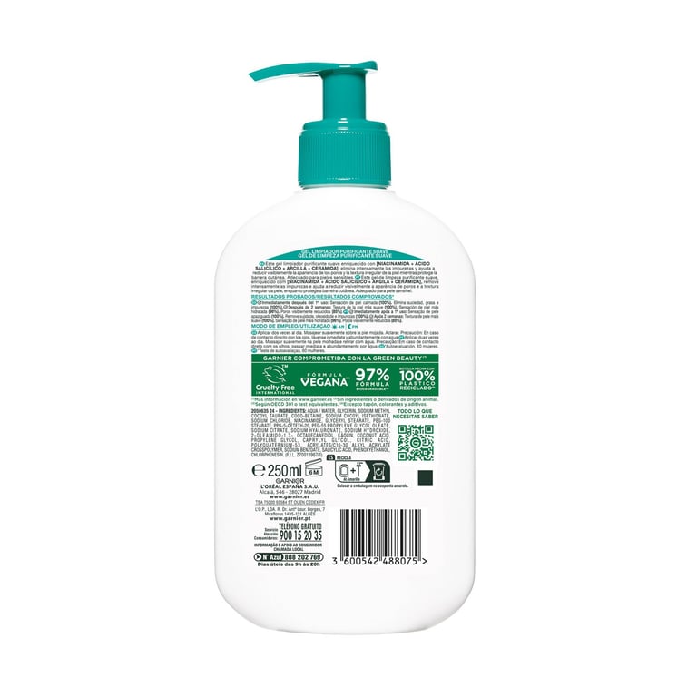 Pure Active AHA Feuchtigkeitsspendendes Reinigungsgel 250 ml von Garnier