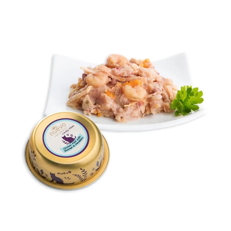 Lovely Filets Chat Poulet Crevettes Et Pissenlit