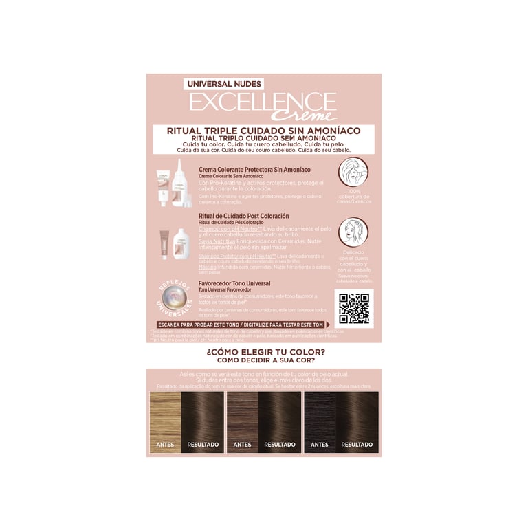 Excellence Creme Universal Nudes Tinte #4U-Light Brown von L'Oreal Expert Professionnel