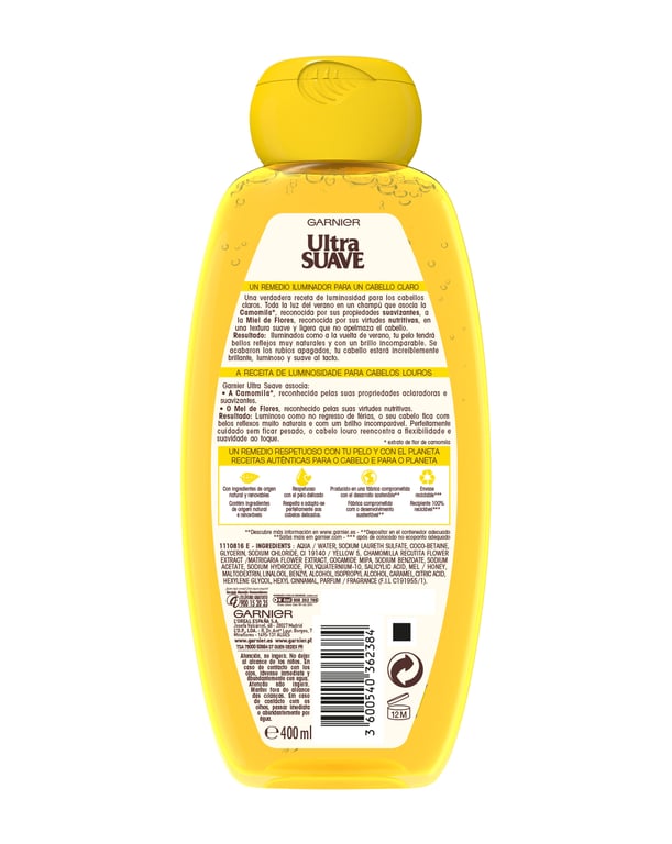 Ultra Suave Champô Camomila Cabelos Loiros  400 ml de Garnier