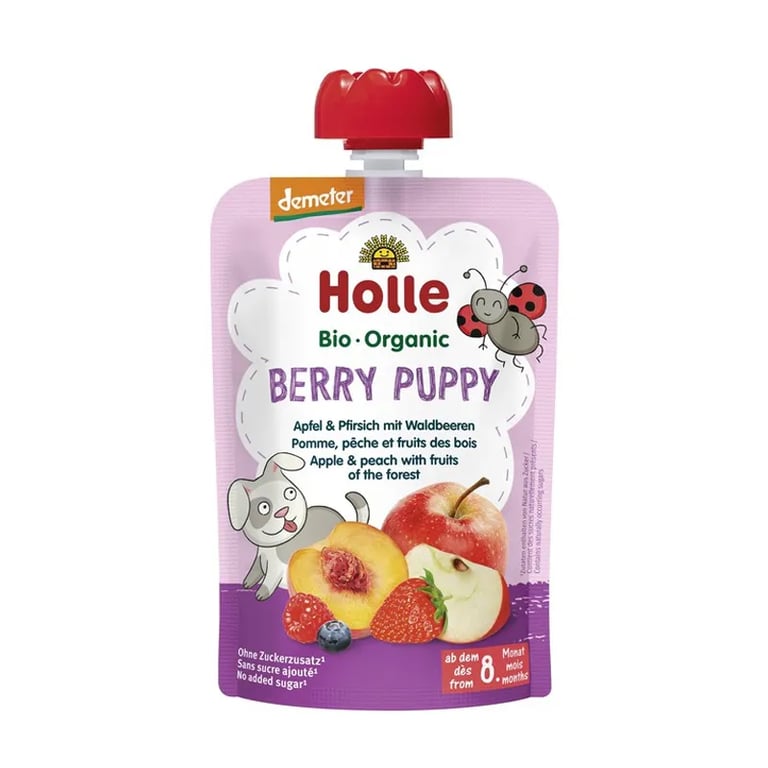 Puré De Manzana Melocotón Y Frutas Del Bosque 8 Mese Bio