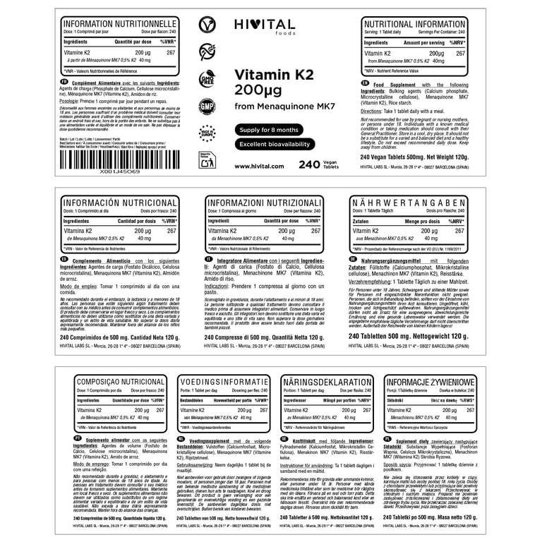 Vitamine K2 MK7 200 mcg - imagen 2 de 2