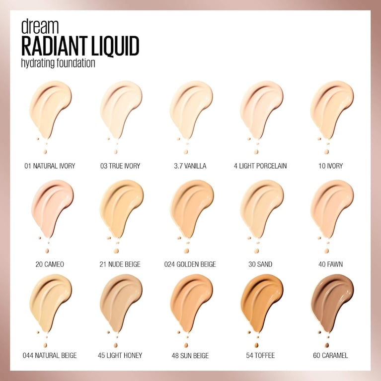 Dream Radiant Liquid Hydrating Foundation #3 True Ivory 30 ml von Maybelline