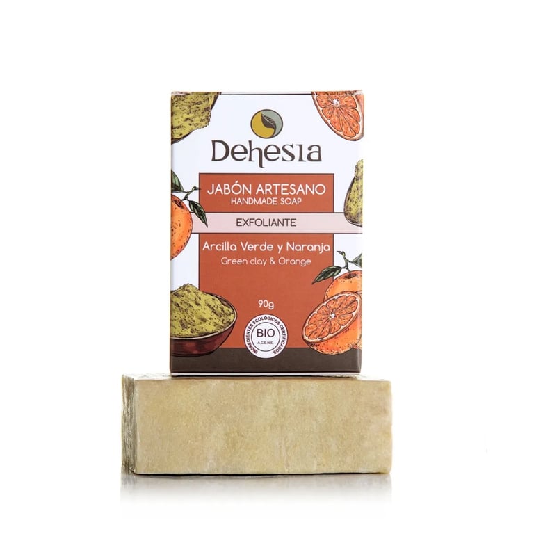 Jabón Artesano Exfoliante Arcilla Verde Y Naranja Bio