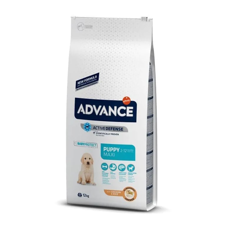Voer voor honden Puppy Maxi Kip en Rijst 12 Kg