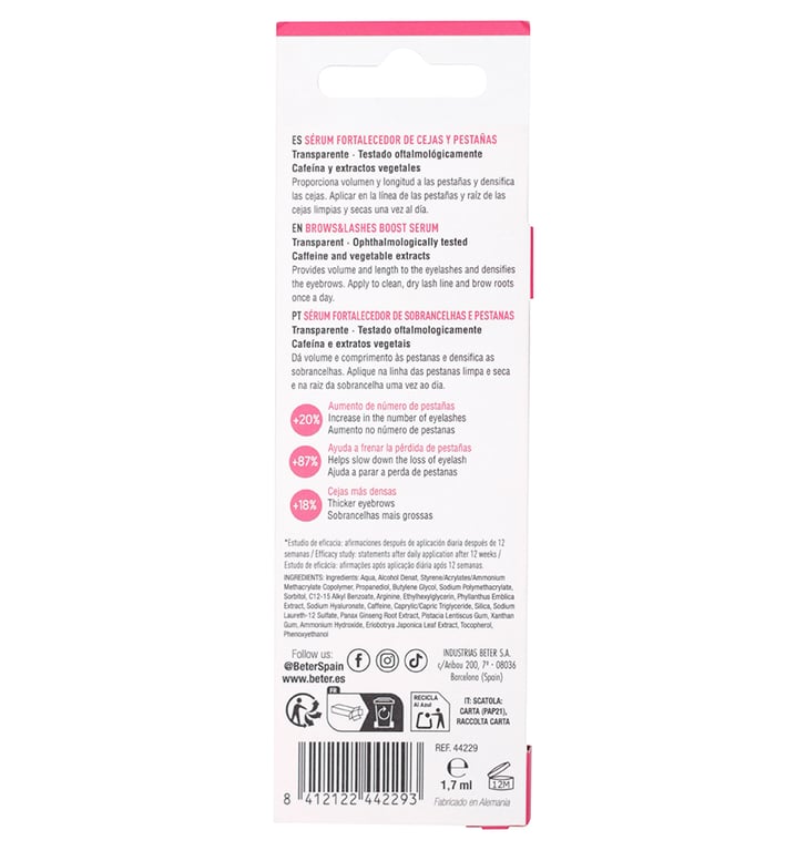 Sérum Renforçateur pour Sourcils et Cils de Beter
